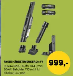 XL-BYG Ryobi håndstøvsuger 2×4v tilbud