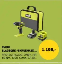 XL-BYG Ryobi slagbore-/skruemask tilbud