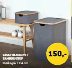 XL-BYG Vasketøjskurvi bambus/stof tilbud