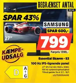 Power SAMSUNG Essential Skærm - S3 LS27D302GAUXE tilbud