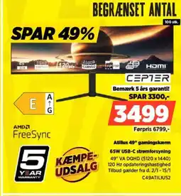 Power CEPTER Atilius 49" gamingskærm C49ATILIUS2 tilbud
