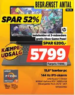 Power HP 15,6" bærbar pc 15FB3031NO tilbud