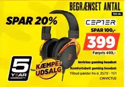 Power CEPTER Invictus gaming headset CINVICTUS tilbud