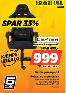 Power CEPTER Dexter gaming stol tilbud