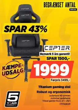Power CEPTER Titanium gaming stol tilbud
