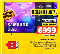 Power SAMSUNG 75" QLED 4K Smart TV TQ75Q6FAAUXXC tilbud
