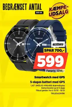 Power TRIACLE Smartwatch med GPS TRILEGA2AVBK tilbud