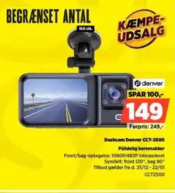 Power Dashcam Denver CCT-2500 CCT2500 tilbud