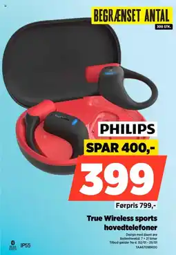Power PHILIPS True Wireless sports hovedtelefoner TAA6709BKOO tilbud