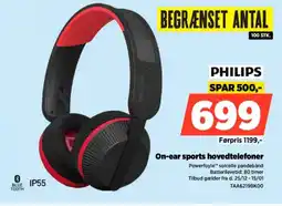 Power PHILIPS On-ear sports hovedtelefoner TAA6219BK00 tilbud