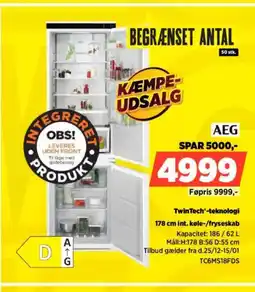 Power AEG 178 cm int. køle-/fryseskab TC6MS18FDS tilbud