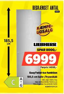 Power LIEBHERR 185,5 cm køle-/fryseskab KGBNSF52VC23 tilbud
