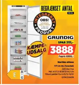 Power GRUNDIG 177 cm int. fryseskab GFNI22440N tilbud