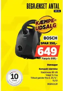 Power BOSCH Støvsuger BGBS2LB1 tilbud