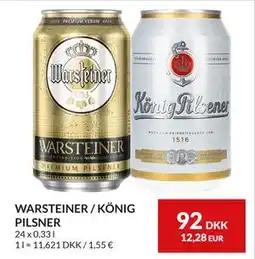 Nielsen's Discount WARSTEINER / KÖNIG PILSNER tilbud