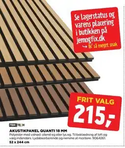 jem & fix AKUSTIKPANEL QUANTI 18 MM tilbud