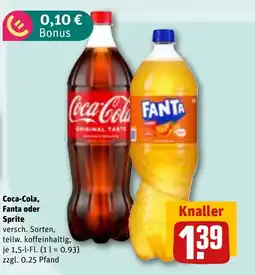 REWE DE Coca-Cola, Fanta oder Sprite tilbud