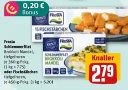 REWE DE Frosta Schlemmerfilet oder Fischstäbchen tilbud