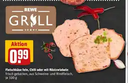 REWE DE Fleischkäse fein, Chili oder mit Röstzwiebeln tilbud