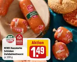 REWE DE REWE Hausmarke Schinken Zwiebelmettwurst tilbud