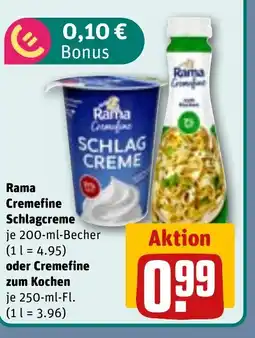 REWE DE Rama Cormetine Schlagcreme oder Cremefine zum Kochen tilbud
