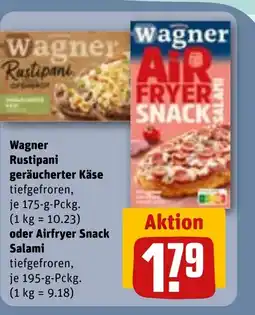 REWE DE Wagner Rustipani geräucherter Käse oder Airfryer Snack Salami tilbud