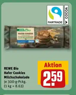 REWE DE REWE Bio Hafer Cookies Milchschokolade tilbud