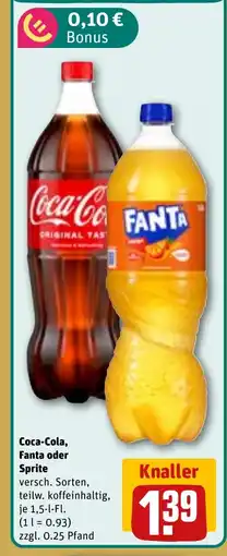 REWE DE Coca-Cola, Fanta oder Sprite tilbud