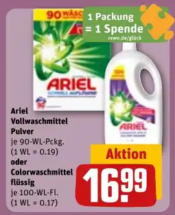 REWE DE Ariel Vollwaschmittel Pulver oder Colorwaschmittel flüssig tilbud