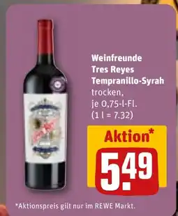 REWE DE Weinfreunde Tres Reyes Tempranillo-Syrah tilbud