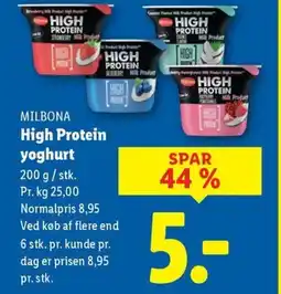 Lidl MILBONA High Protein yoghurt tilbud