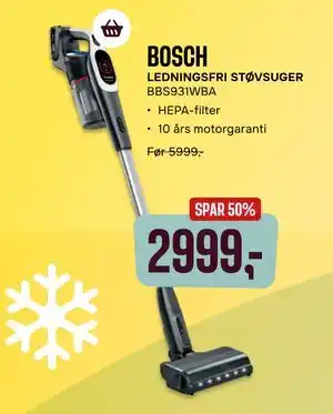 Skousen BOSCH LEDNINGSFRI STØVSUGER BBS931WBA tilbud