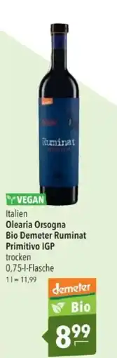 Citti YVEGAN Italien Olearia Orsogna Bio Demeter Ruminat Primitivo IGP tilbud