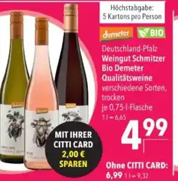 Citti Deutschland-Pfalz Weingut Schmitzer Bio Demeter Qualitätsweine tilbud