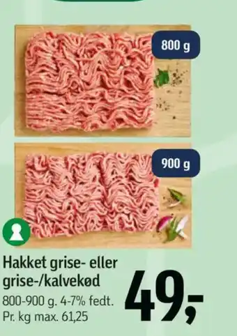 Hakket grise- eller grise-/kalvekød