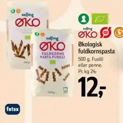 Føtex Økologisk fuldkornspasta tilbud