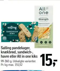 Føtex Salling pandekager, knækbrød, sandwich-, havre eller All in one kiks tilbud