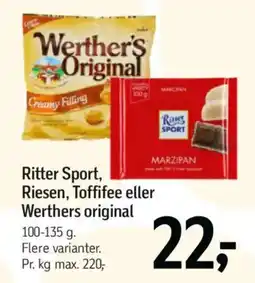 Føtex Ritter Sport, Riesen, Toffifee eller Werthers original tilbud