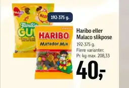 Føtex Haribo eller Malaco slikpose tilbud