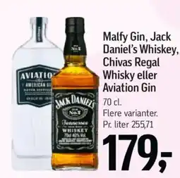 Føtex Malfy Gin, Jack Daniel's Whiskey, Chivas Regal Whisky eller Aviation Gin tilbud