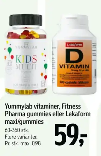 Føtex Yummylab vitaminer, Fitness Pharma gummies eller Lekaform maxi/gummies tilbud