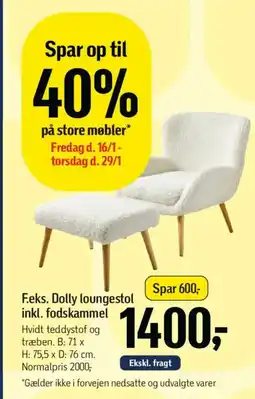 Føtex F.eks. Dolly loungestol inkl. fodskammel tilbud