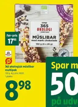 Coop 365 365 økologisk müslibar multipak tilbud