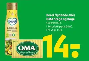 Coop 365 Becel flydende eller OMA Stege og Bage tilbud