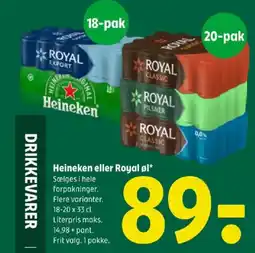 Coop 365 Heineken eller Royal øl tilbud