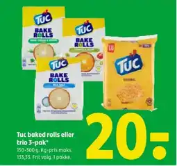 Coop 365 Tuc baked rolls eller trio 3-pak tilbud