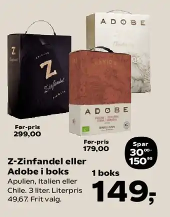 SuperBrugsen Z-Zinfandel eller Adobe i boks tilbud