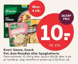SPAR Knorr Sauce / Snack Pot / Asia Noodles / Spaghettieria tilbud
