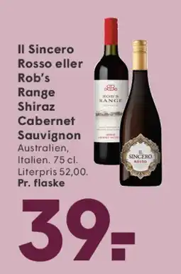SPAR Il Sincero Rosso eller Rob's Range Shiraz Cabernet tilbud
