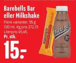 Min Købmand Barebells Bar eller Milkshake tilbud